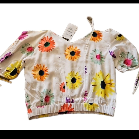 Desigual Womens Short Gathered Floral Blouse M - Picture 11 of 16